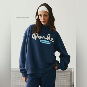 NWOT Parke Chicago Signature Mock Neck Denim Blue Size XXL